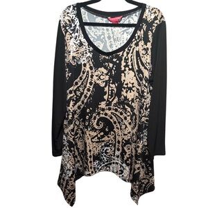 Sunny Leigh‎ Black and Tan Paisley Tunic
